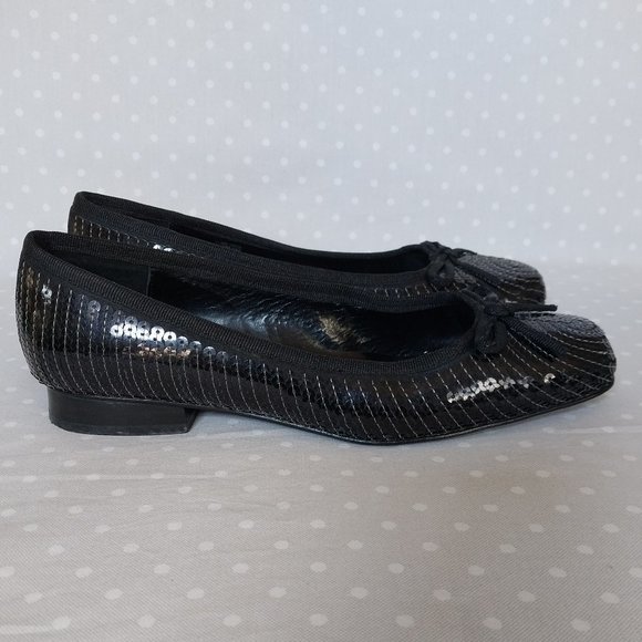 Steven by Steve Madden Black Sequin Ballet Flat with Bow Detail on Toe - Picture 2 of 10
